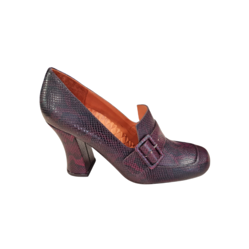 DE’COLLETE’ “Fidewa” IN PELLE STAMPA  PITONE BORDEAUX  80 mm