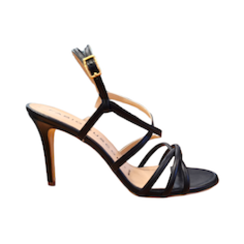 SANDALI IN PELLE NERO 90 mm