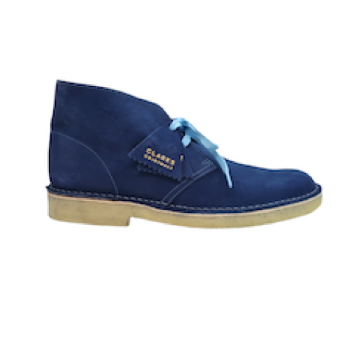SCARPE STRINGATE “Polacchine Desert Boot” IN NABUK  BLU FONDO PARA