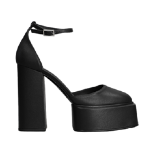 DE’COLLETE’ CON CINTURINO “Ambra” IN  VITELLO NERO 120 mm