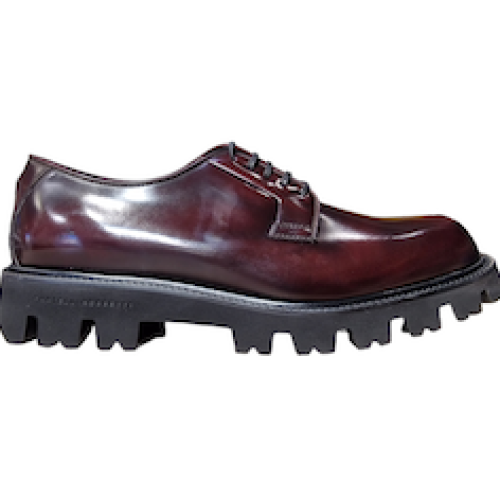 SCARPE STRINGATE IN VITELLO SPAZZZOLATO BORDEAUX FONDO GOMMA