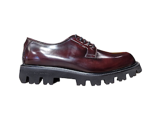 SCARPE STRINGATE IN VITELLO SPAZZZOLATO BORDEAUX FONDO GOMMA