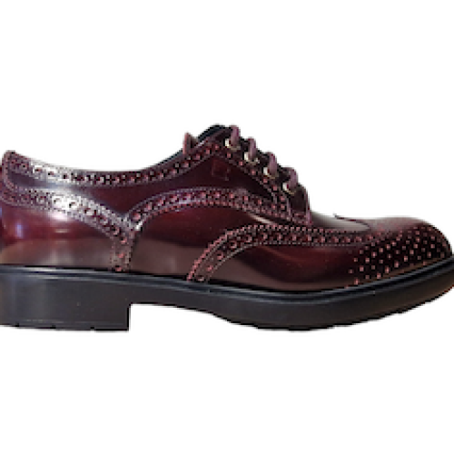 SCARPE STRINGATE IN VITELLO SPAZZOLATO BORDEAUX 20 mm