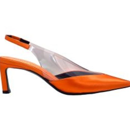 SANDALI “Slingback Evangelie” IN RASO ARANCIO 60 mm