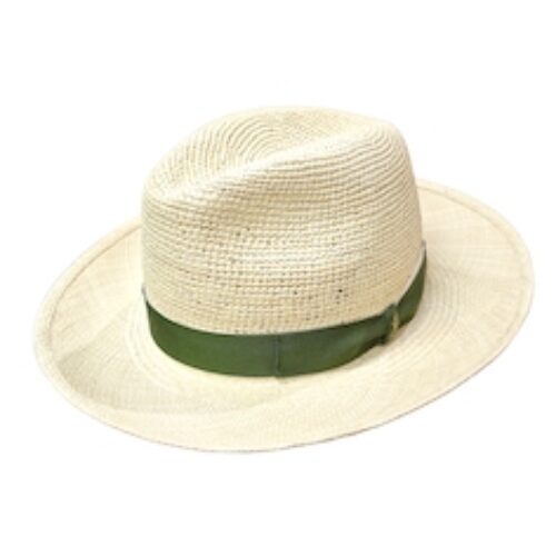 CAPPELLO BORSALINO “Amedeo Panama Semicrochet Cinta Ritorta”  VERDE/BEIGE TESA LARGA