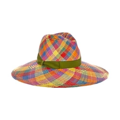 CAPPELLO BORSALINO “Panama Quito Sophie” CINTA CANNETE TESA LARGA  MULTICOLOR