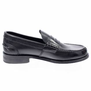 MOCASSINI “Collage” IN  VITELLO  NERO FONDO CUOIO