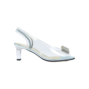SANDALI “Slingback Mef” IN VINILE ARGENTO 50 mm