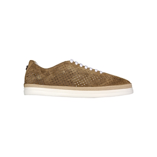 SCARPE STRINGATE “Sneakers” IN SUEDE TRAFORATO TABACCO FONDO GOMMA