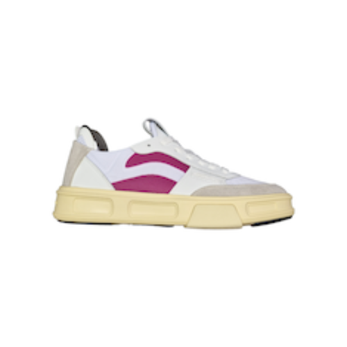SCARPE STRINGATE ” Sneakers Reflex Sport” IN PELLE RICICLATA BIANCO/CHERRY