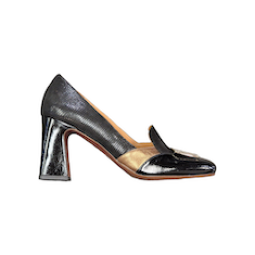 MOCASSINI “Ohico” IN PELLE NERO/ORO 75 mm