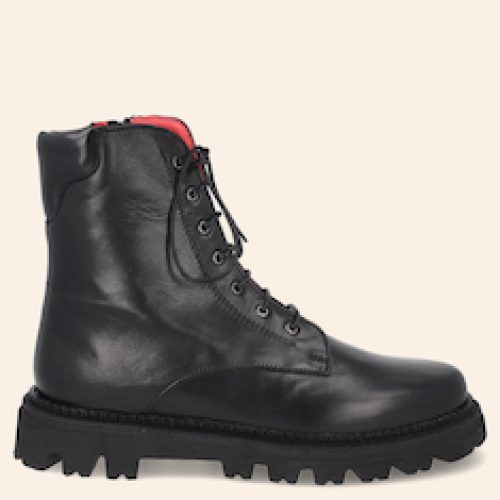 STIVALETTI ALLACCIATI “Marta” IN PELLE GUANTO NERO