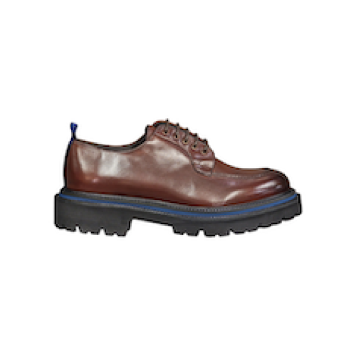 SCARPE STRINGATE IN VITELLO  MARRONE FONDO GOMMA