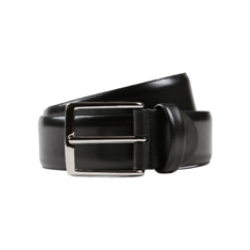 CINTURA ACCORCIABILE IN VITELLO NERO 130 mm