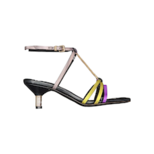 SANDALI IN PELLE NERO GIALLO/VIOLA 60 mm