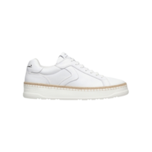 SCARPE STRINGATE “Sneakers Layton 100” IN PELLE  BIANCO FONDO GOMMA