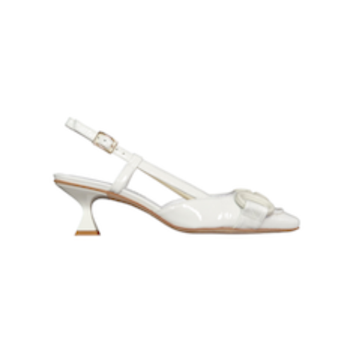 DE’COLLETE’ “Slingback” IN VERNICE  BIANCO 50 mm