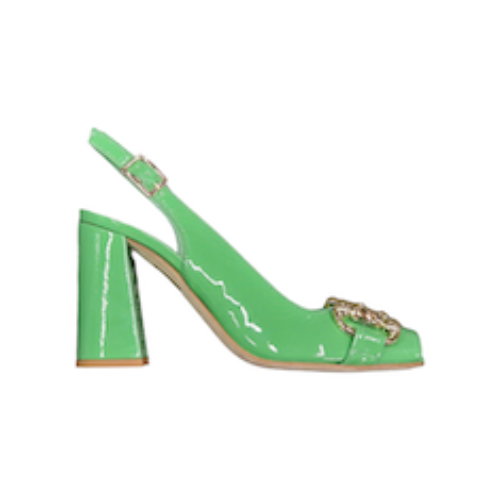 DE’COLLETE’ “Slingback” IN VERNICE VERDE 80 mm