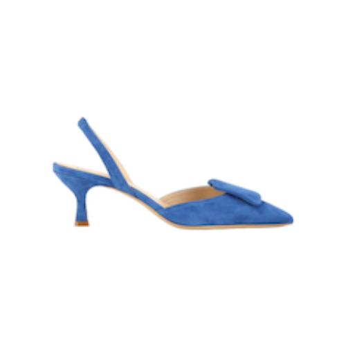SANDALI “Slingback Jolie ” IN CAMOSCIO  AMALFI ROYAL BLU 65 mm