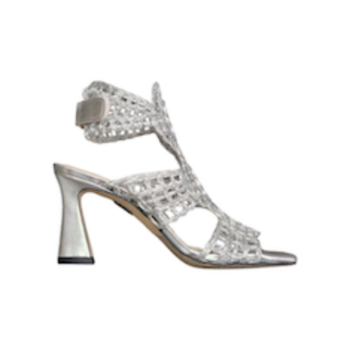 SANDALI “Gladiator” IN PELLE A RICAMO ARGENTO 80 mm