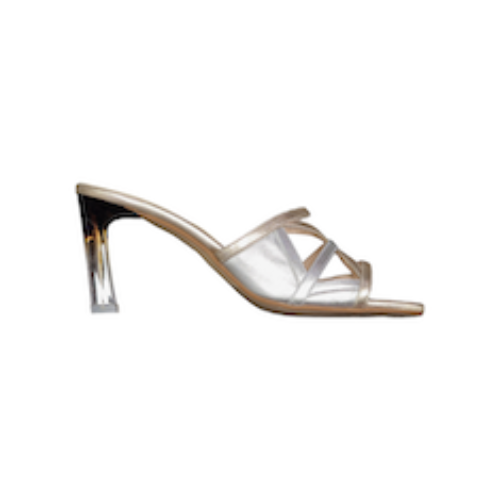 SANDALI “Mules” IN PELLE ARGENTO/ORO 80 mm
