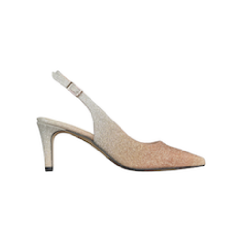 SANDALI “Slingback” IN TESSUTO BRILLANTE ORO/ARGENTO 70 mm