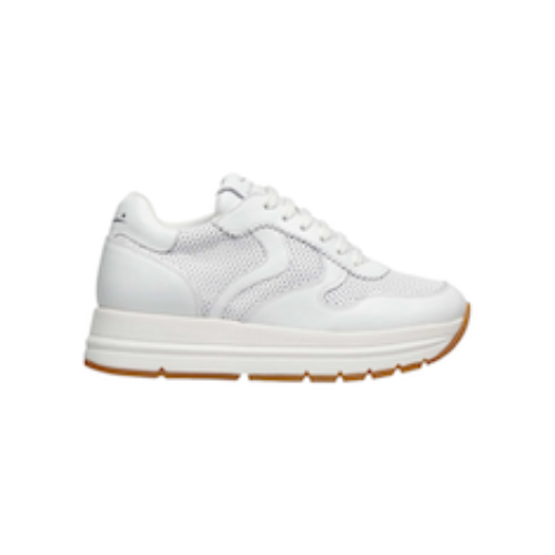 SCARPE STRINGATE “Sneakers Maran Mesh Bis” IN PELLE E TESSUTO TRAFORATO  BIANCO FONDO GOMMA