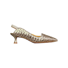 SANDALI “Slingback Naomi” IN PELLE INTRECCIATA ORO 50 mm
