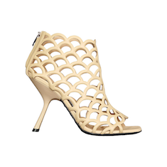 SANDALI “SR Mermaid” IN PELLE TRAFORATA BEIGE 100 mm