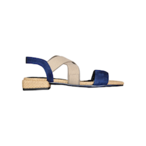 SANDALI “Agile”  IN TESSUTO E SUEDE BLU/BEIGE